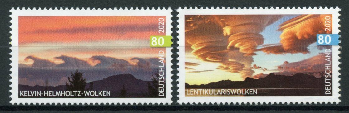 Germany Science Stamps 2020 MNH Clouds Lenticular Kelvin-Helmholtz Cloud 2v Set