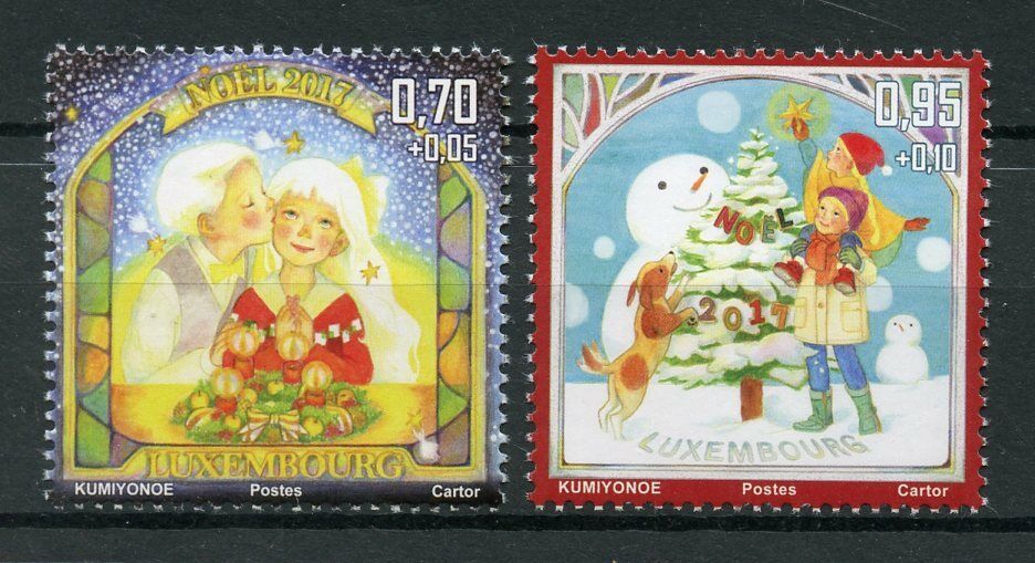 Luxembourg 2017 MNH Christmas Trees Snowman 2v Set Seasonal Stamps