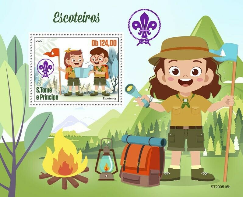 Sao Tome & Principe Scouting Stamps 2020 MNH Girl Boy Scouts Nature 1v S/S
