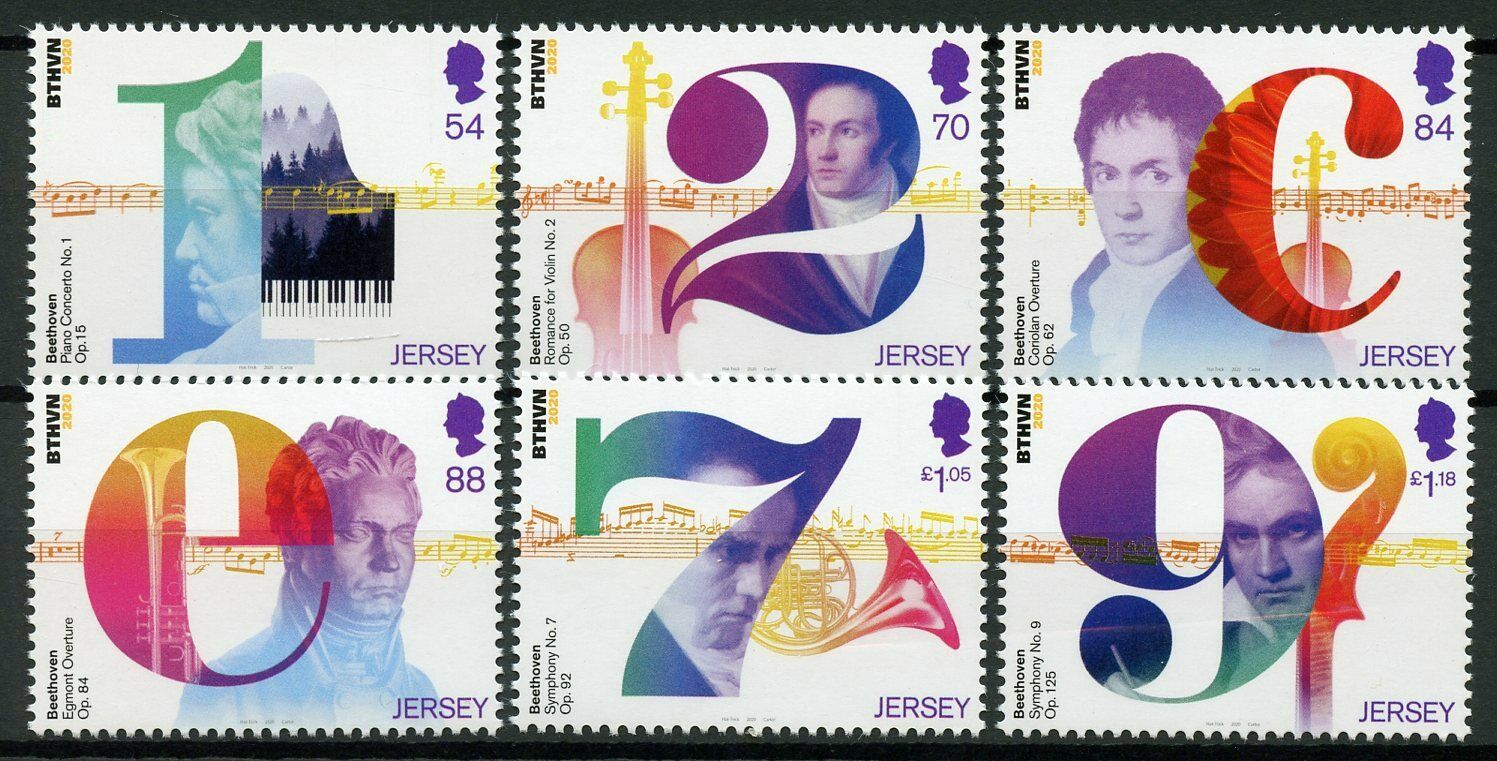 Jersey Music Stamps 2020 MNH Ludwig Van Beethoven Composers BTHVN2020 6v Set