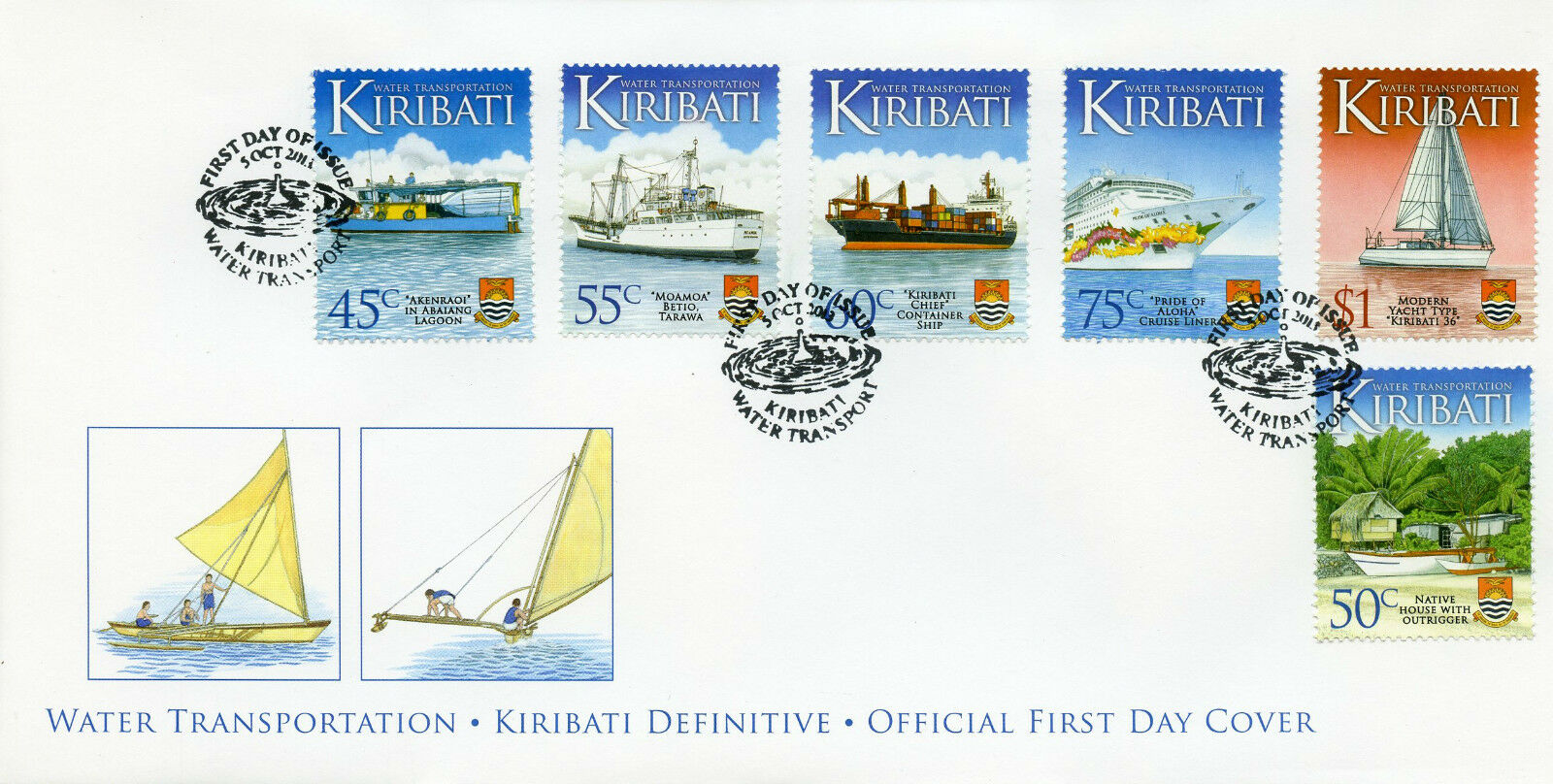 Kiribati 2013 FDC Ships Stamps Water Transportation Definitives Boats 16v Set on 3 Covers