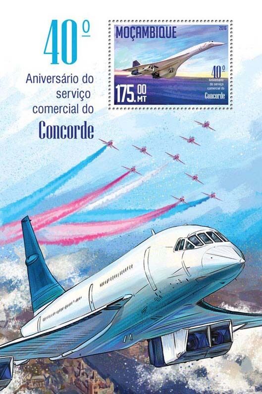 Mozambique Aviation Stamps 2016 MNH Concorde Commercial Service Aircraft 1v S/S