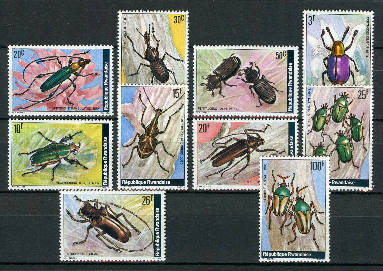 Rwanda 1978 MNH Beetles 10v Set Insects Stamps