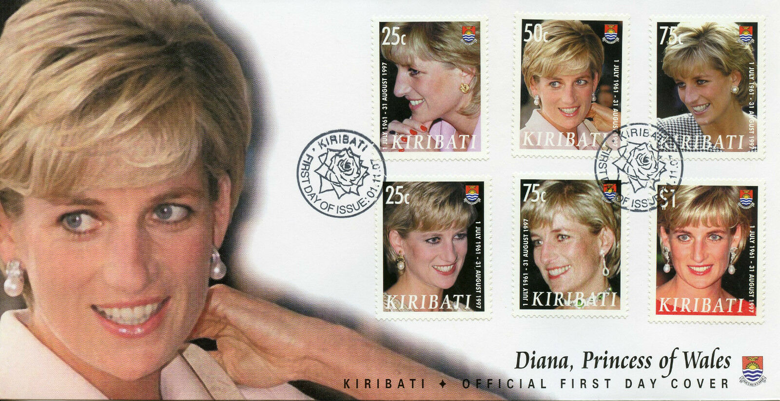 Kiribati 2007 FDC Royalty Stamps Princess Diana of Wales 10th Anniv 6v Set