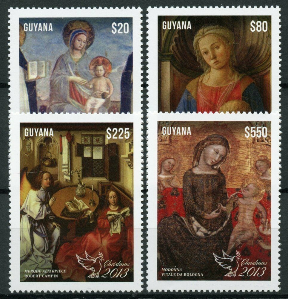 Guyana Christmas Stamps 2013 MNH Art Paintings Fra Angelico Robert Campin 4v Set