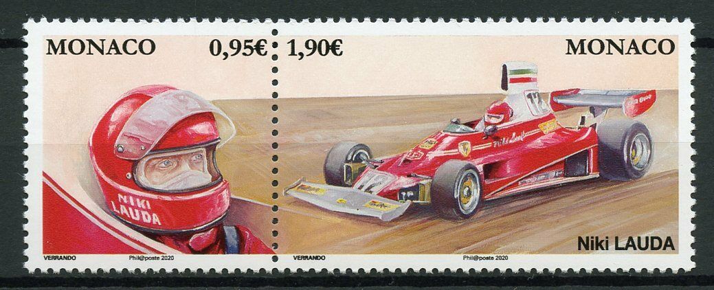 Monaco Racing Cars Stamps 2020 MNH Legendary F1 Drivers Niki Lauda Sports 2v Set