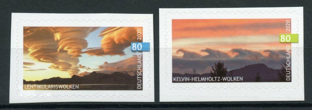 Germany Science Stamps 2020 MNH Clouds Lenticular Kelvin-Helmholtz Cloud 2v S/A