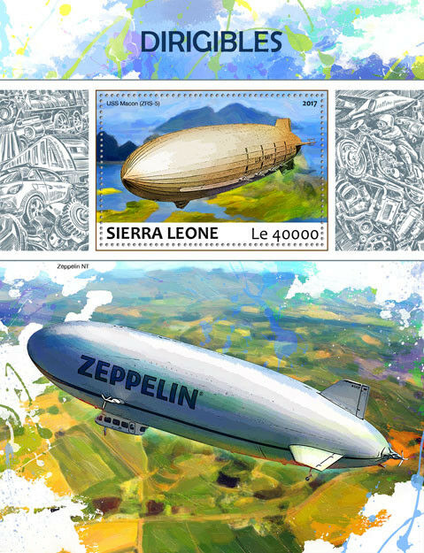 Sierra Leone 2017 MNH Dirigibles Zeppelins Airships 1v S/S Aviation Stamps