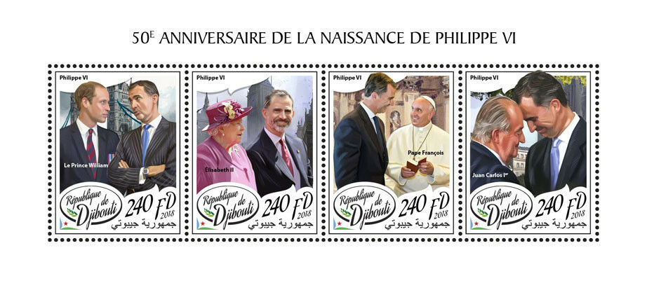 Djibouti Stamps 2018 MNH King Felipe VI Queen Elizabeth II Pope Francis 4v M/S