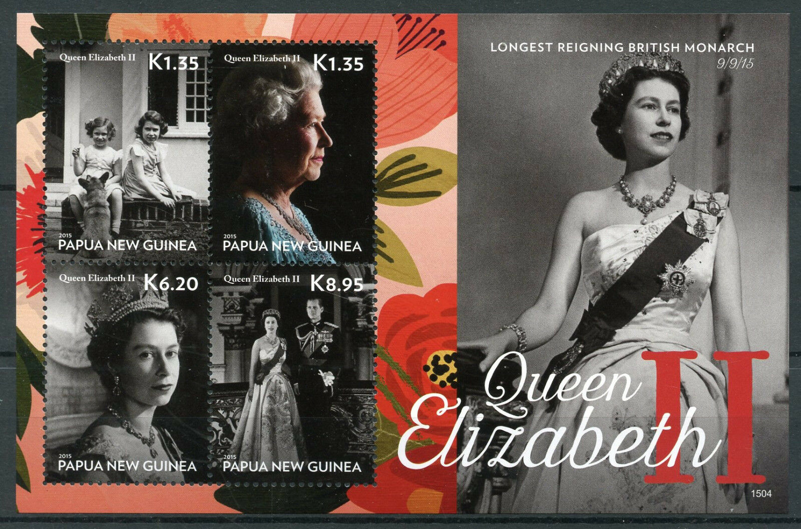 Papua New Guinea PNG 2015 MNH Royalty Stamps Queen Elizabeth II Longest Reign 4v M/S