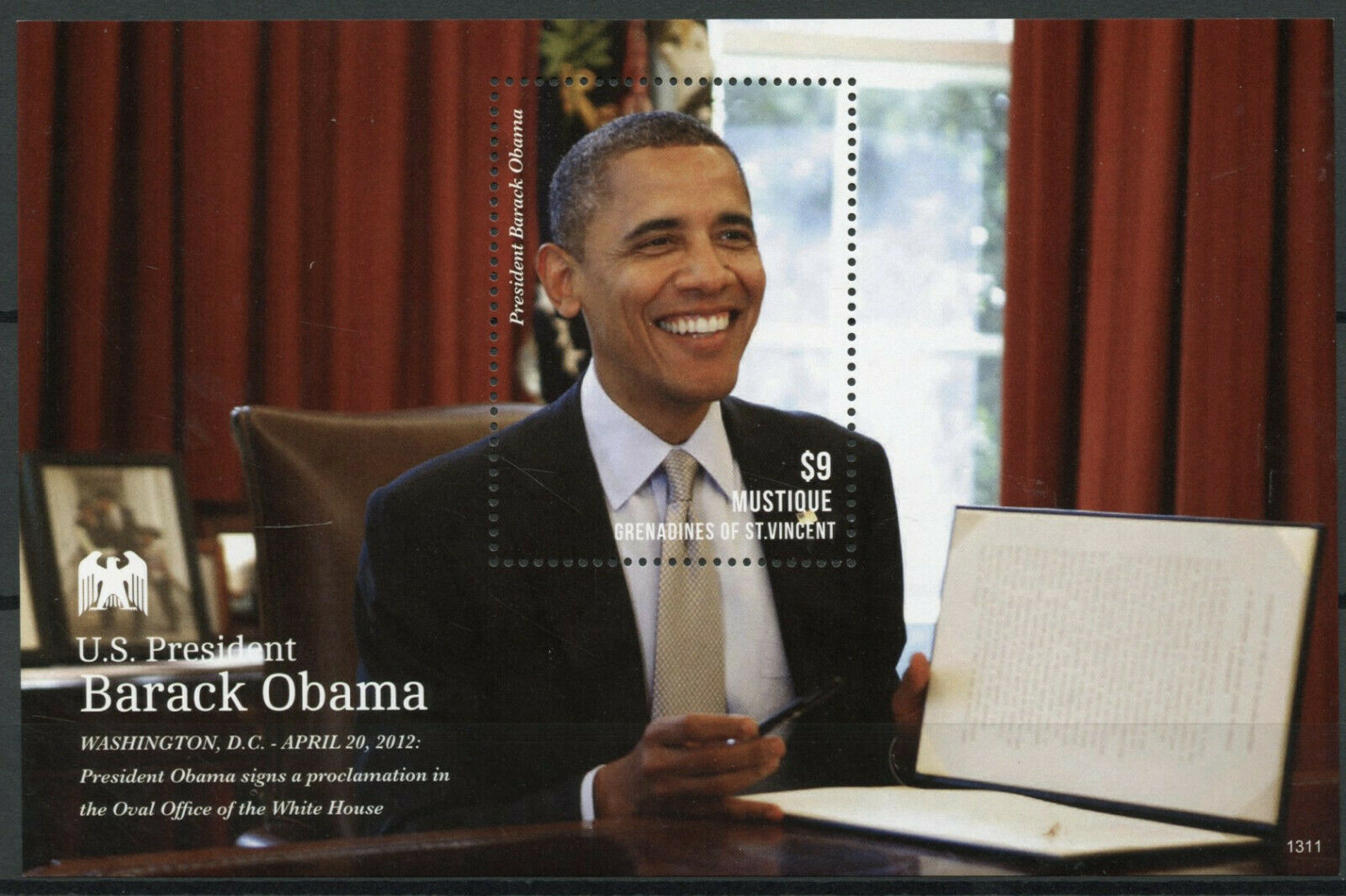 Mustique Gren St Vincent 2013 MNH US Presidents Stamps Barack Obama Famous People 1v S/S I