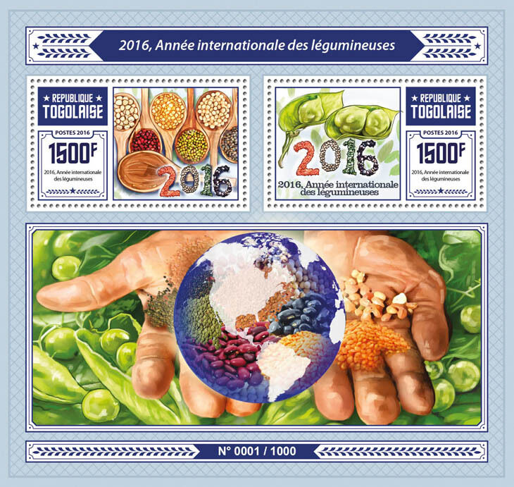 Togo 2016 MNH International Year of Pulses 2v S/S Legumes Grains UNESCO Stamps