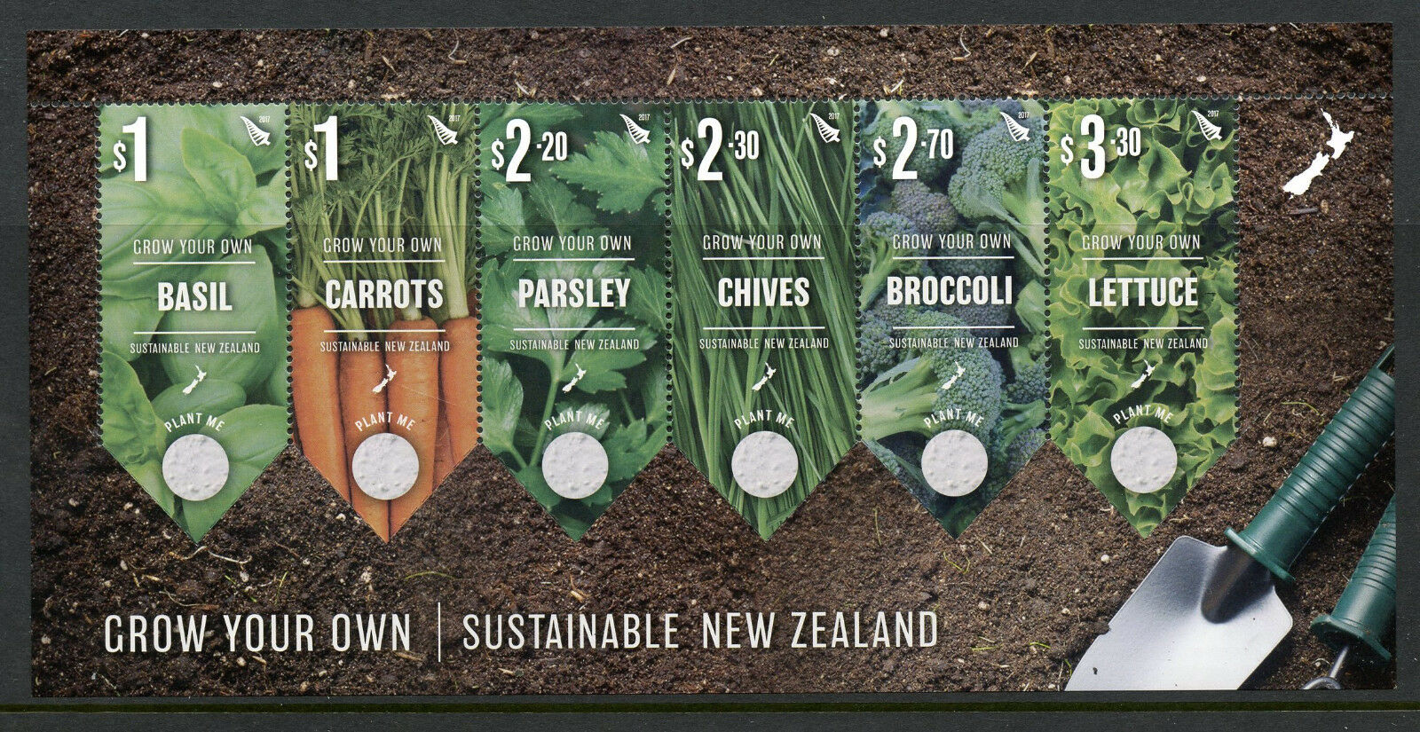 New Zealand NZ 2017 MNH Grow Your Own Vegetables 6v M/S Plants Nature Stamps