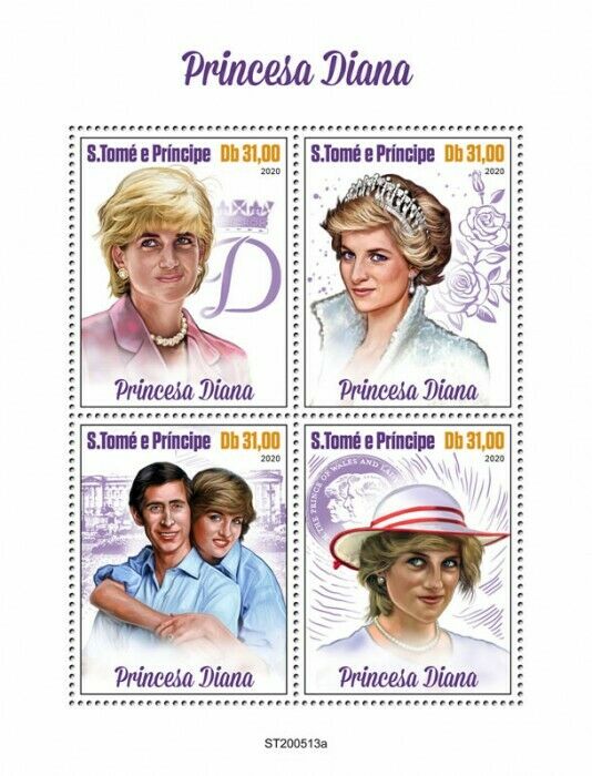 Sao Tome & Principe Royalty Stamps 2020 MNH Princess Diana Prince Charles 4v M/S