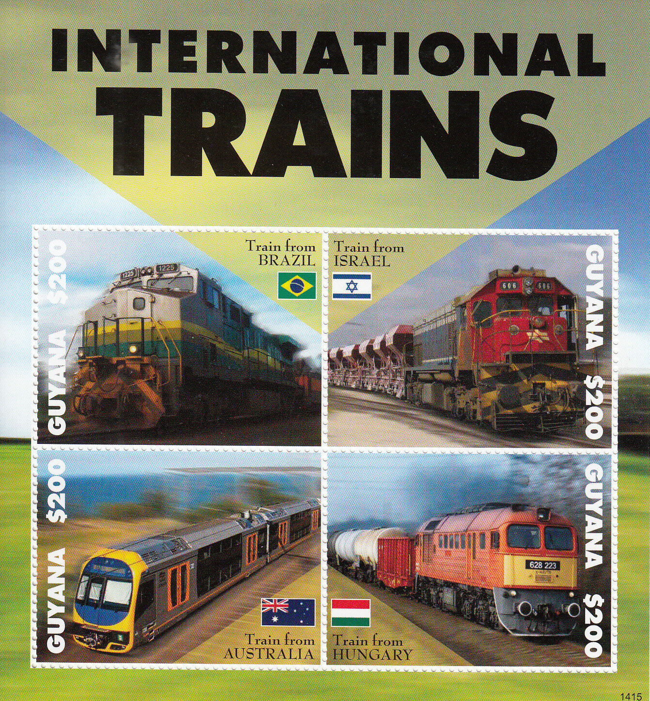 Guyana 2014 MNH International Trains 4v M/S Railways Brazil Israel Stamps