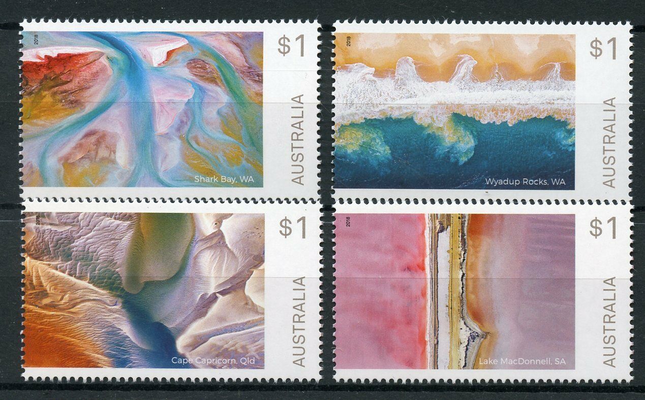Australia 2018 MNH Art in Nature Shark Bay Lake MacDonnell 4v Set Stamps