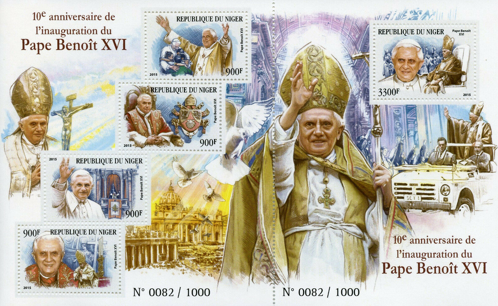 Niger 2015 MNH Pope Benedict XVI Inauguration 10th 4v M/S + 1v S/S Popes Stamps