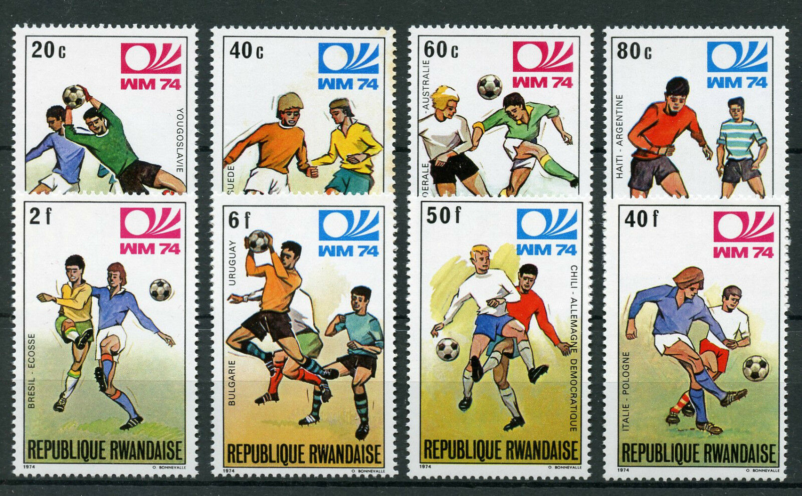 Rwanda 1974 MNH World Cup Football West Germany WM74 8v Set Sports Stamps