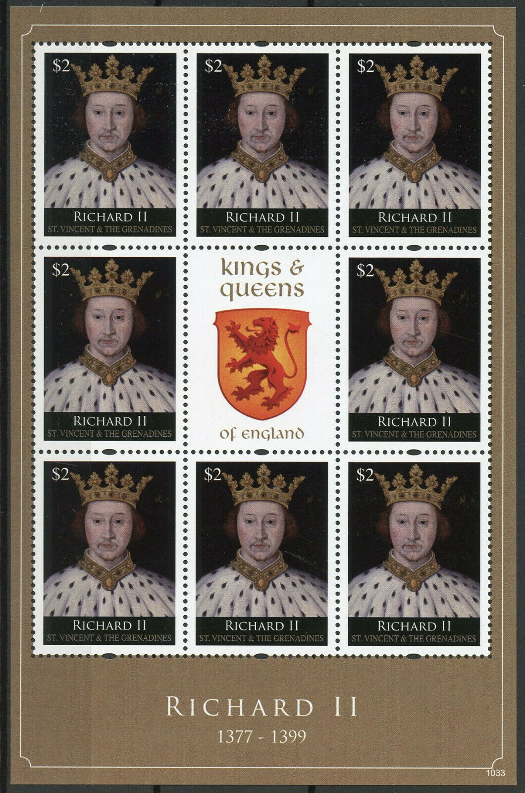 St Vincent & Grenadines Royalty Stamps 2010 MNH Kings & Queens Richard II 8v M/S