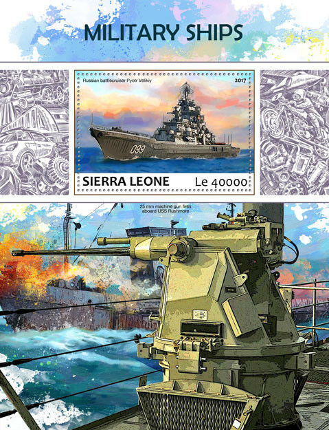 Sierra Leone 2017 MNH Military Ships Stamps Battle Cruiser Pyotr Velikiy 1v S/S