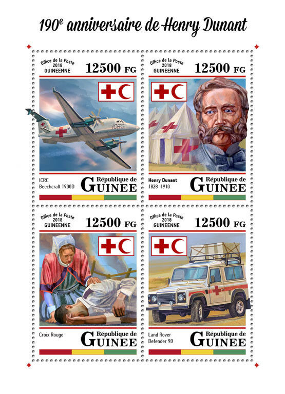 Guinea 2018 MNH Henry Dunant Red Cross 4v M/S Aviation Medical Health Stamps