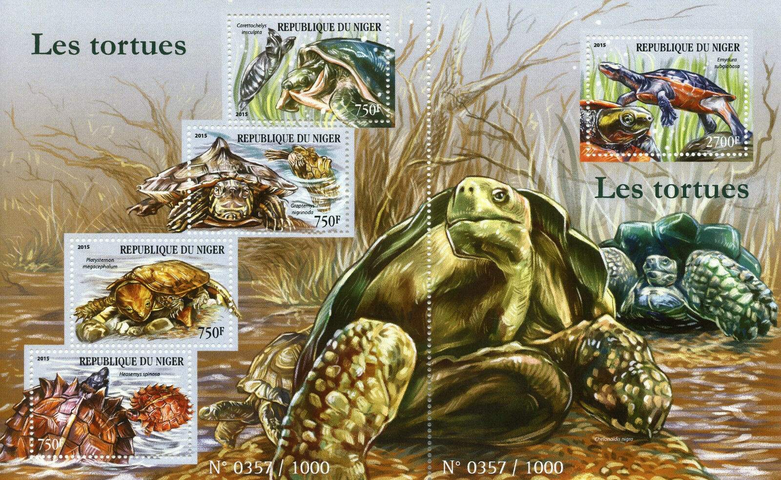Niger 2015 MNH Turtles Pig-Nosed Turtle 4v M/S + 1v S/S Tortues Reptiles Stamps