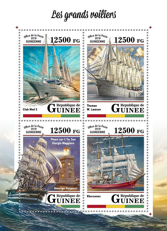 Guinea 2018 MNH Tall Ships Khersones Club Med 2 4v M/S Sailing Boats Stamps