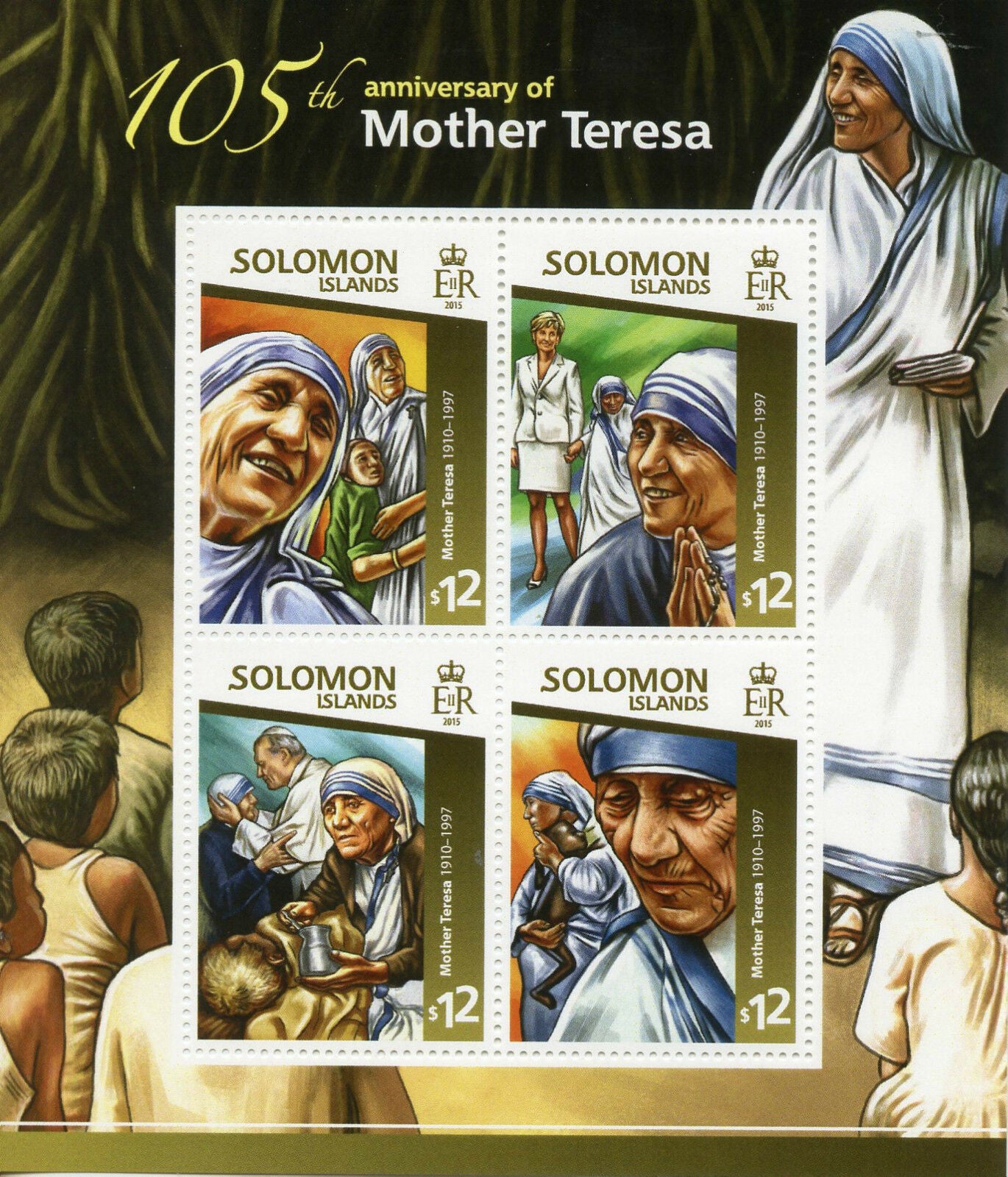 Solomon Islands 2015 MNH Mother Teresa 105th Anniv 4v M/S Popes