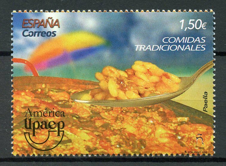 Spain Gastronomy Stamps 2019 MNH UPAEP Traditional Foods Paella Cultures 1v Set