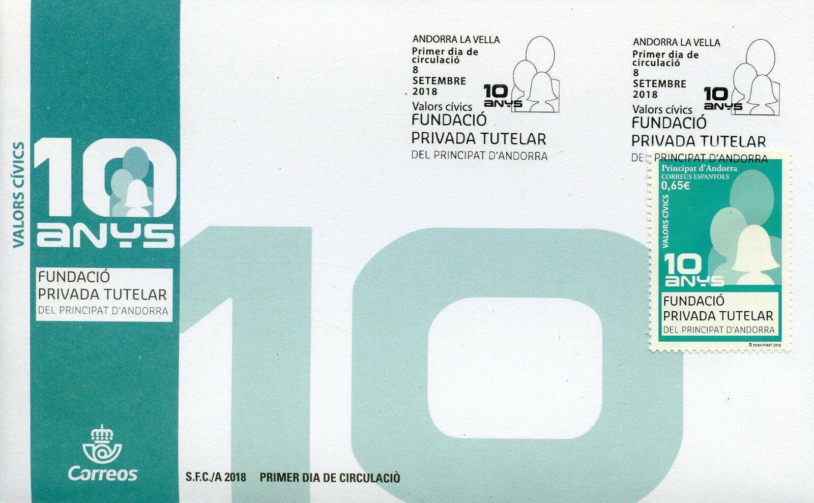 Spanish Andorra 2018 FDC Fundacio Privada Tutelar 10 Years 1v Set Cover Stamps