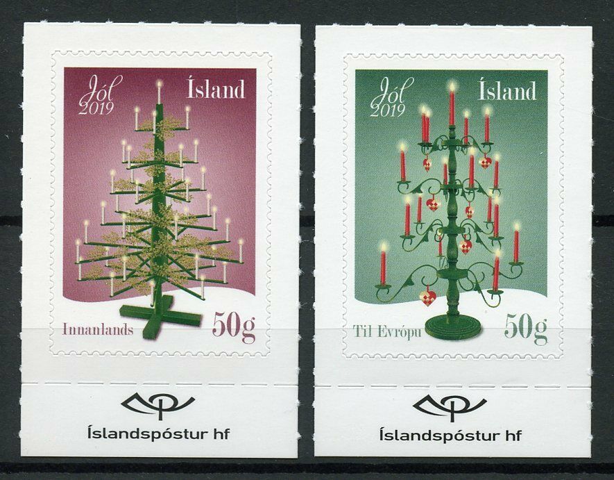 Iceland Christmas Stamps 2019 MNH Trees Candles 2v S/A Set