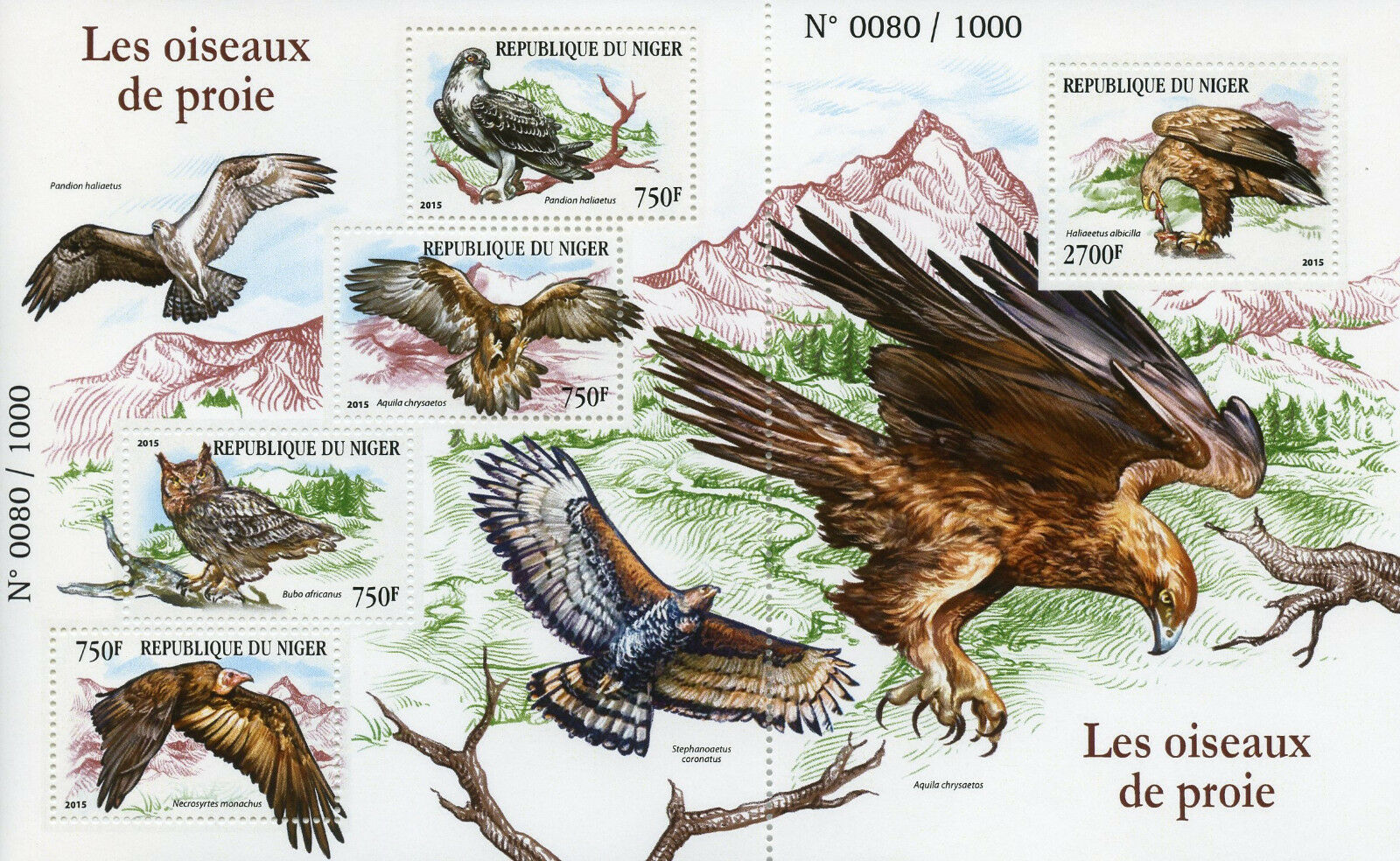Niger 2015 MNH Birds of Prey Eagles Owls 4v M/S + 1v S/S Bird Stamps