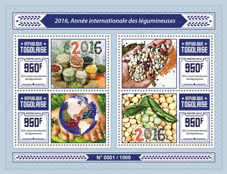 Togo 2016 MNH International Year of Pulses 4v M/S Legumes Grains UNESCO Stamps