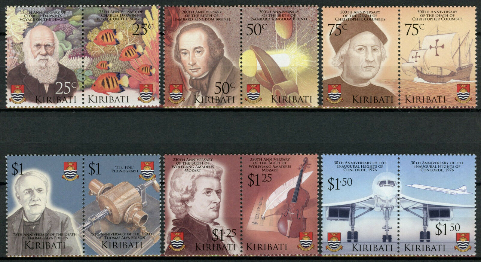 Kiribati 2006 MNH Stamps Exploration & Innovation Darwin Concorde Mozart 12v Set