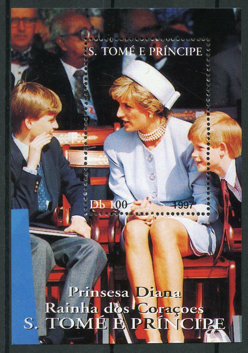 Sao Tome & Principe 1997 MNH Princess Diana Prince Harry William 1v S/S Stamps