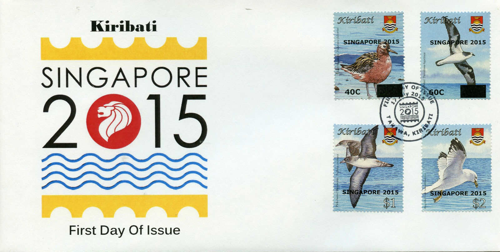 Kiribati 2015 FDC - Birds Definitives Singapore 2015 Overprint OVPT - 4v Set