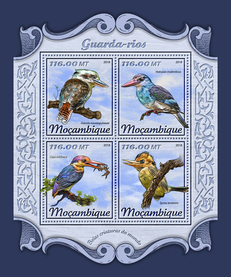Mozambique Birds on Stamps 2018 MNH Kingfishers Kingfisher 4v M/S