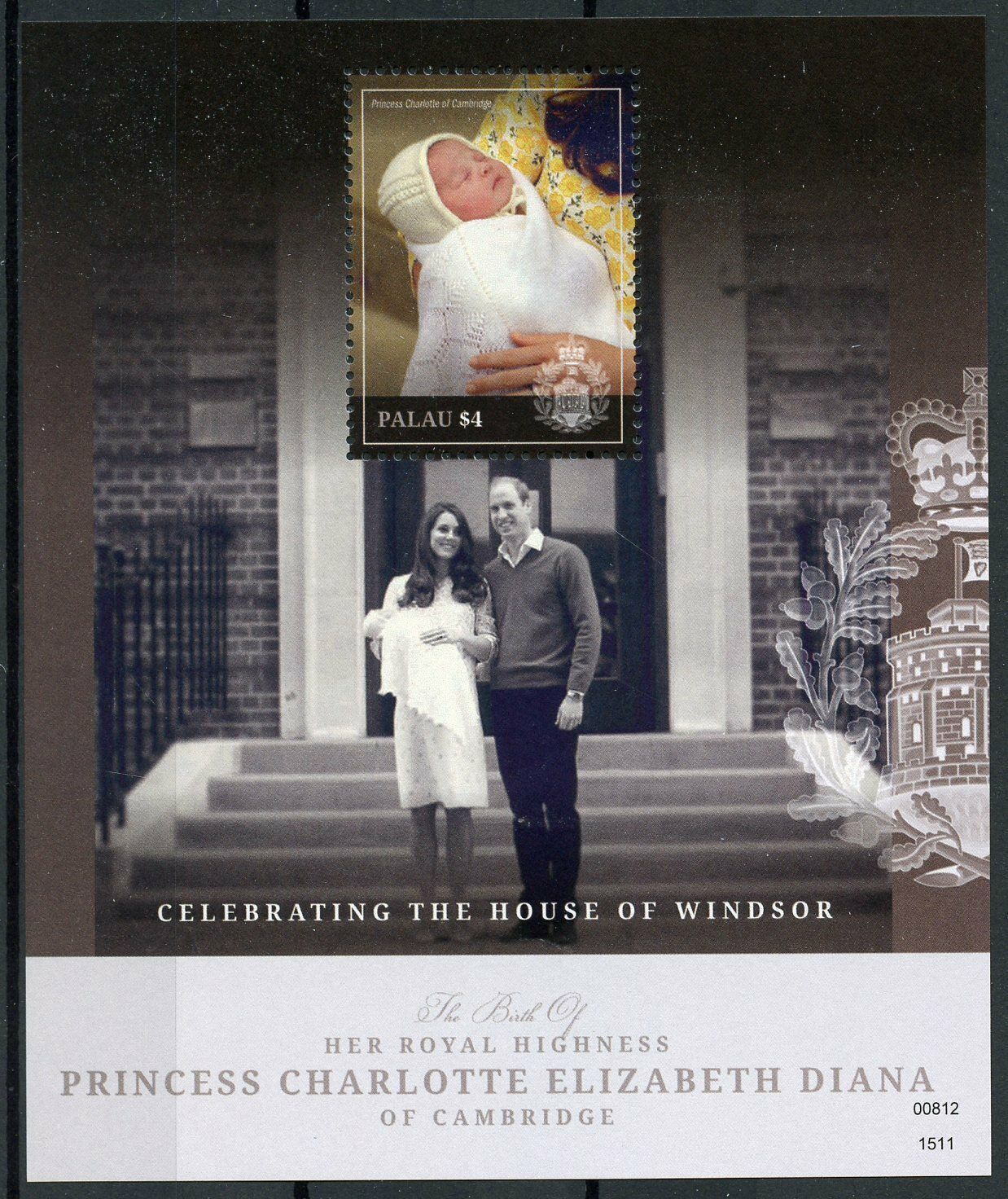 Palau Royalty Stamps 2015 MNH Princess Charlotte Royal Baby William Kate 1v S/S