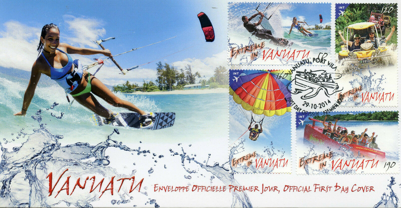 Vanuatu 2014 FDC Extreme in Vanuatu 4v Set Cover Sports Surfing