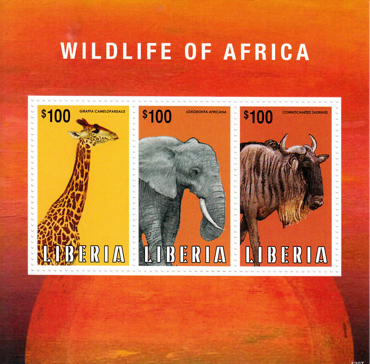 Liberia 2013 MNH Wildlife of Africa 3v M/S Mammals Animals Giraffe Elephant