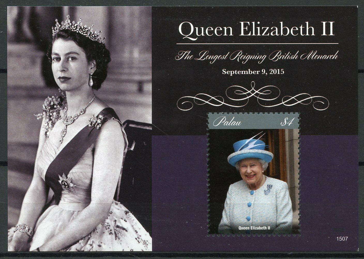 Palau Royalty Stamps 2015 MNH Queen Elizabeth II Longest Reigning 1v S/S