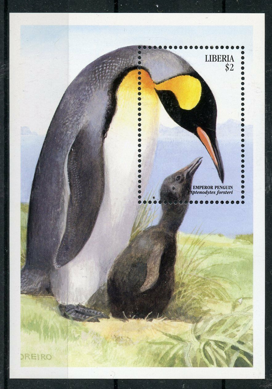 Liberia 1999 MNH Birds on Stamps Emperor Penguin Penguins Fauna 1v S/S II