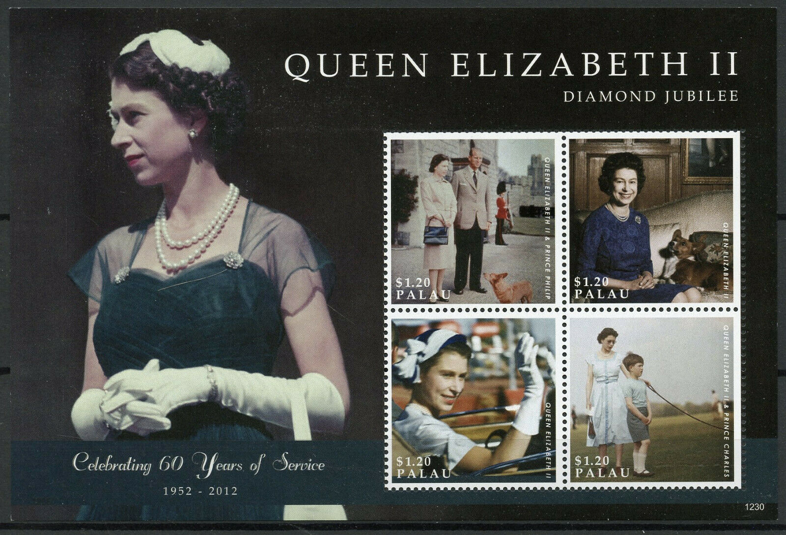 Palau Royalty Stamps 2012 MNH Queen Elizabeth II Diamond Jubilee 4v M/S