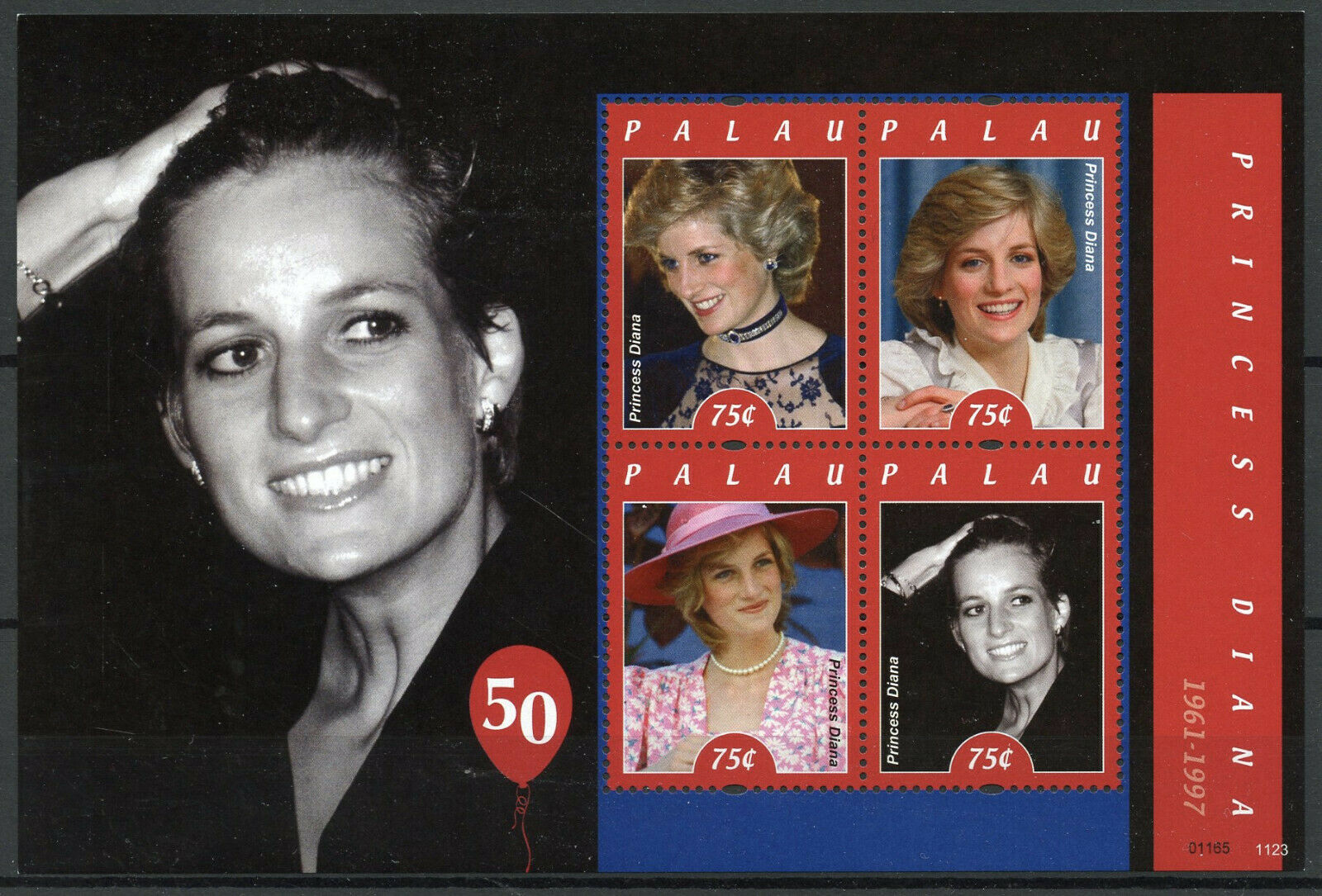 Palau Royalty Stamps 2011 MNH Princess Diana 50th Birthday Anniversary 4v M/S II