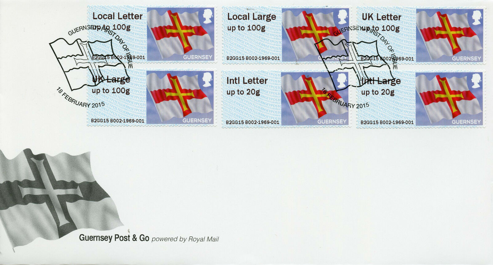 Guernsey 2015 FDC Flag Post & Go 6v Collectors Strip Cover B2GG15 B002