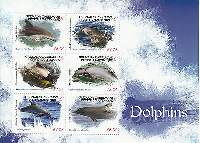 Grenada Grenadines 2013 MNH Dolphins 6v M/S Dusky Dolphin Marine Animals Stamps