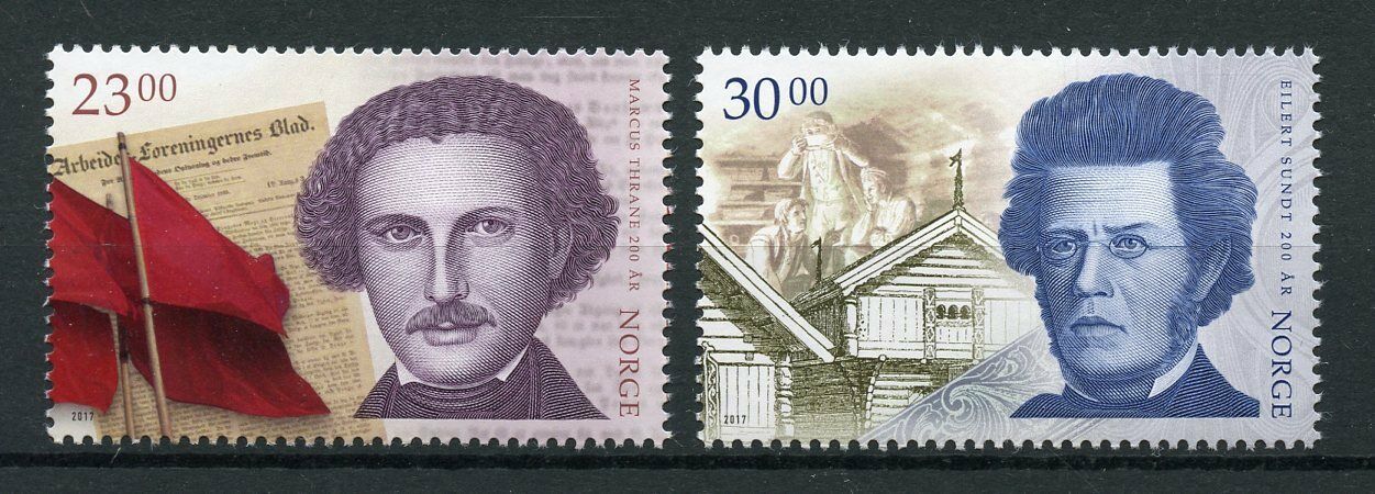 Norway 2017 MNH Anniversaries Marcus Thrane Eilert Sundt 2v Set People Stamps