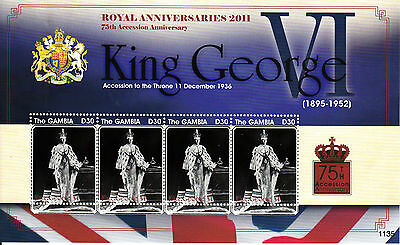 Gambia 2011 MNH Royal Anniversaries King George VI 75th Accession Anniv 4v M/S