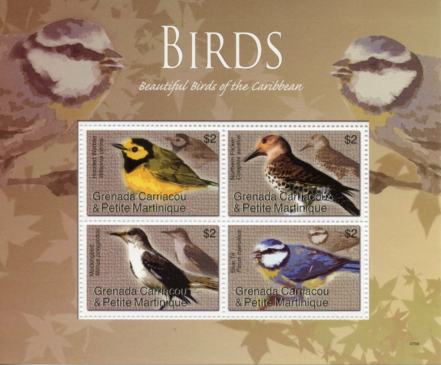 Grenadines Grenada Stamps 2007 MNH Beautiful Birds of Caribbean Warblers 4v MS I