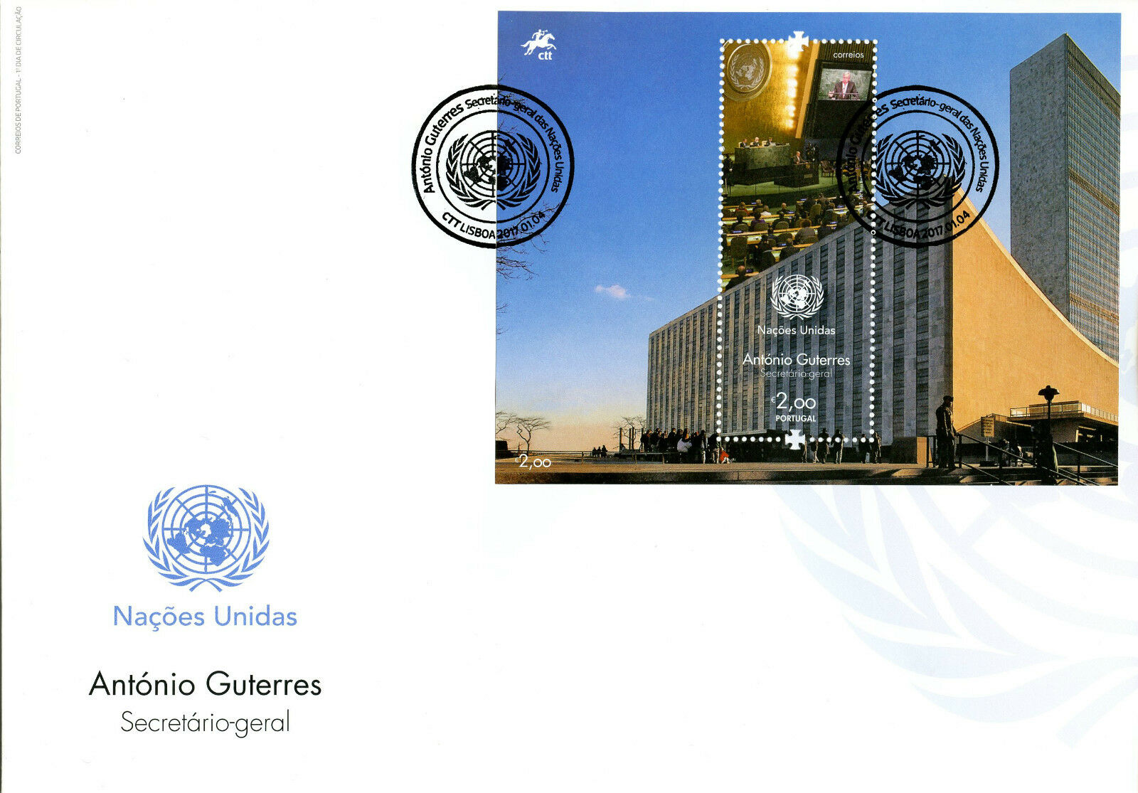 Portugal 2017 FDC Antoino Guterres Sec Gen UN United Nations 1v M/S Cover Stamps